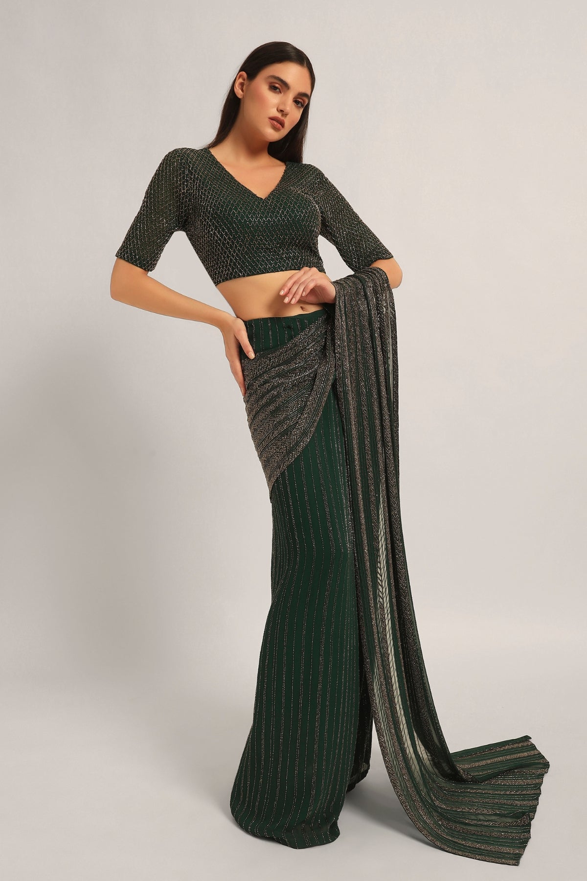 TRACKLINE DRAPED SAREE WITH BLOUSE Namrata Joshipura Online