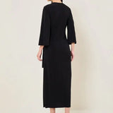 MIDNIGHT BLOOM WAIST TIE DRAPE DRESS Namrata Joshipura Online