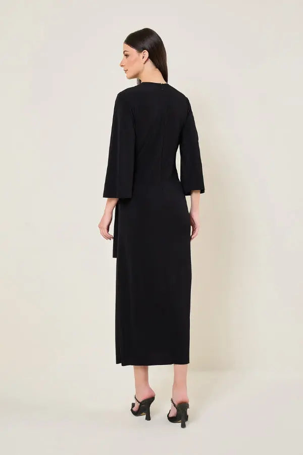 MIDNIGHT BLOOM WAIST TIE DRAPE DRESS Namrata Joshipura Online