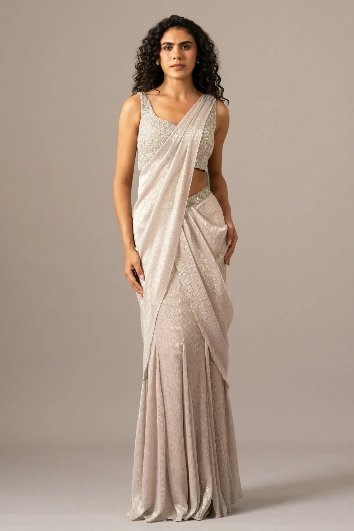 Iris Crusted Blouse With Mermaid Drape Saree Namrata Joshipura Online