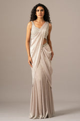 Iris Crusted Blouse With Mermaid Drape Saree