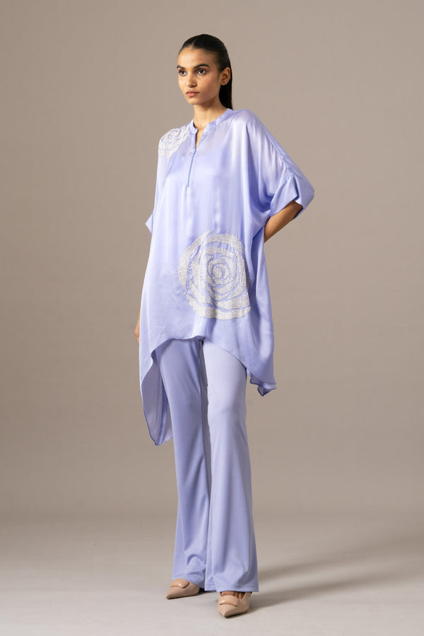 Rosette Zipper Handkerchief Tunic