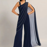 Silver Dust Front Drape Jumpsuit Namrata Joshipura Online