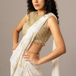 Chevron Dust Blouse With Mermaid Drape Saree Namrata Joshipura Online