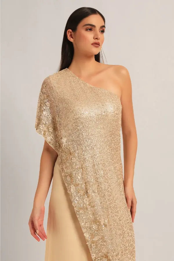 AMARA ONE SHOULDER MESH JUMPSUIT Namrata Joshipura Online