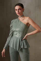 Streaks Peplum Pant Set