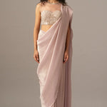 Iris Crusted Blouse With Shimmer Saree Namrata Joshipura Online