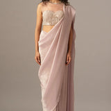 Iris Crusted Blouse With Shimmer Saree Namrata Joshipura Online