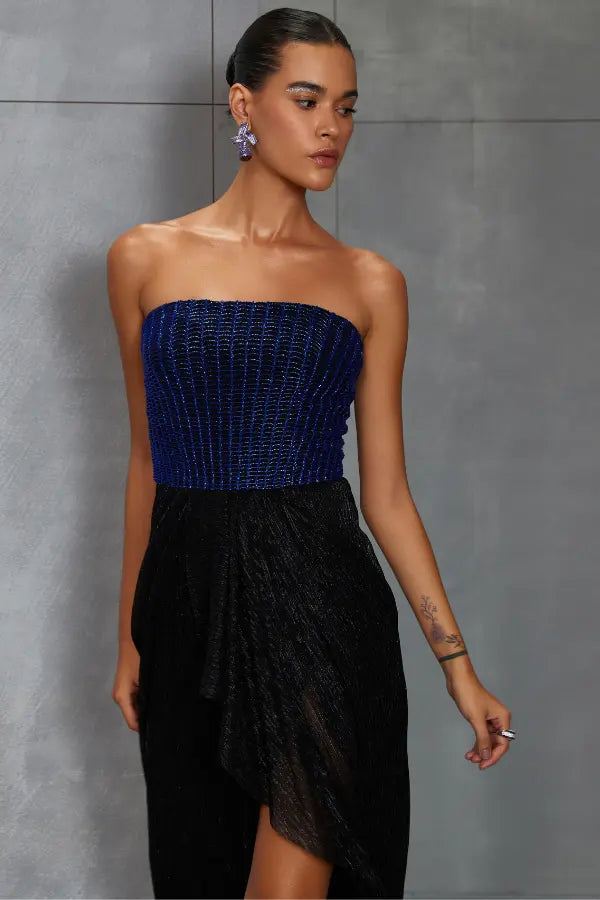 Metallic Scallop Drape Gown Namrata Joshipura