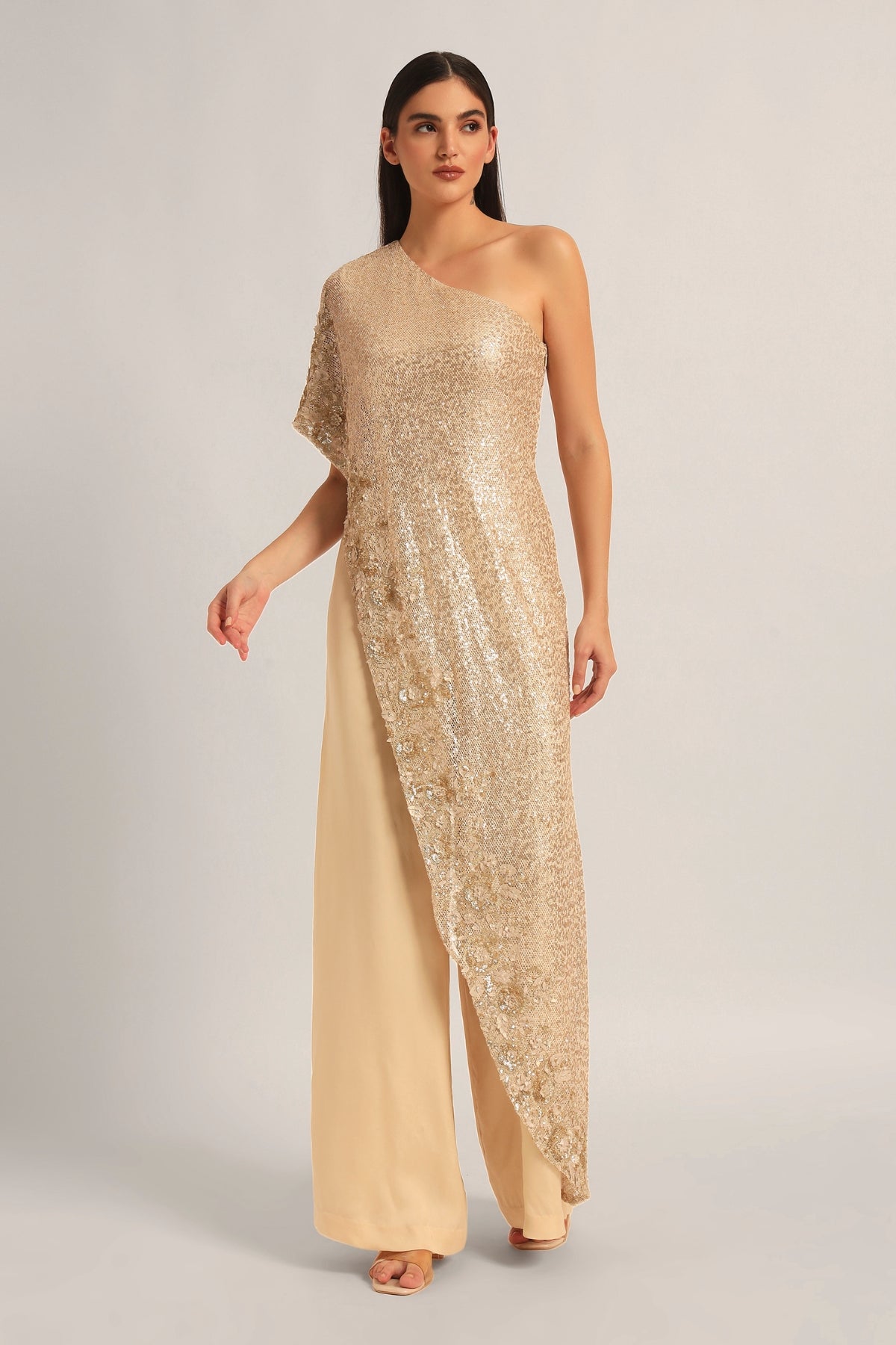 AMARA ONE SHOULDER MESH JUMPSUIT Namrata Joshipura Online