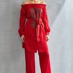 River Leaf Off Shoulder Co-ord Set Namrata Joshipura