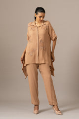 Palm Leaf Front Open Handkerchief Tunic