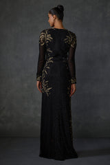 Autumn Fern Side Fringe Gown