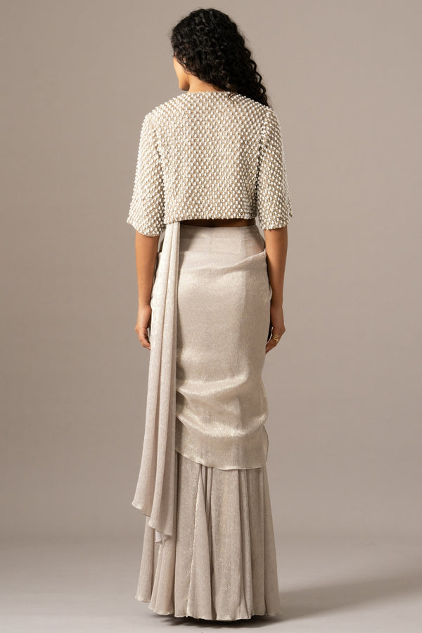 Pearl Drop Jacket With Mermaid Drape