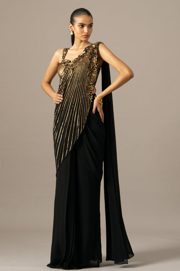 Baroque Saree With Embroidered Blouse