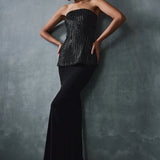 Glissara Off-shoulder Devil Peplum Top With Skirt Set Namrata Joshipura Online