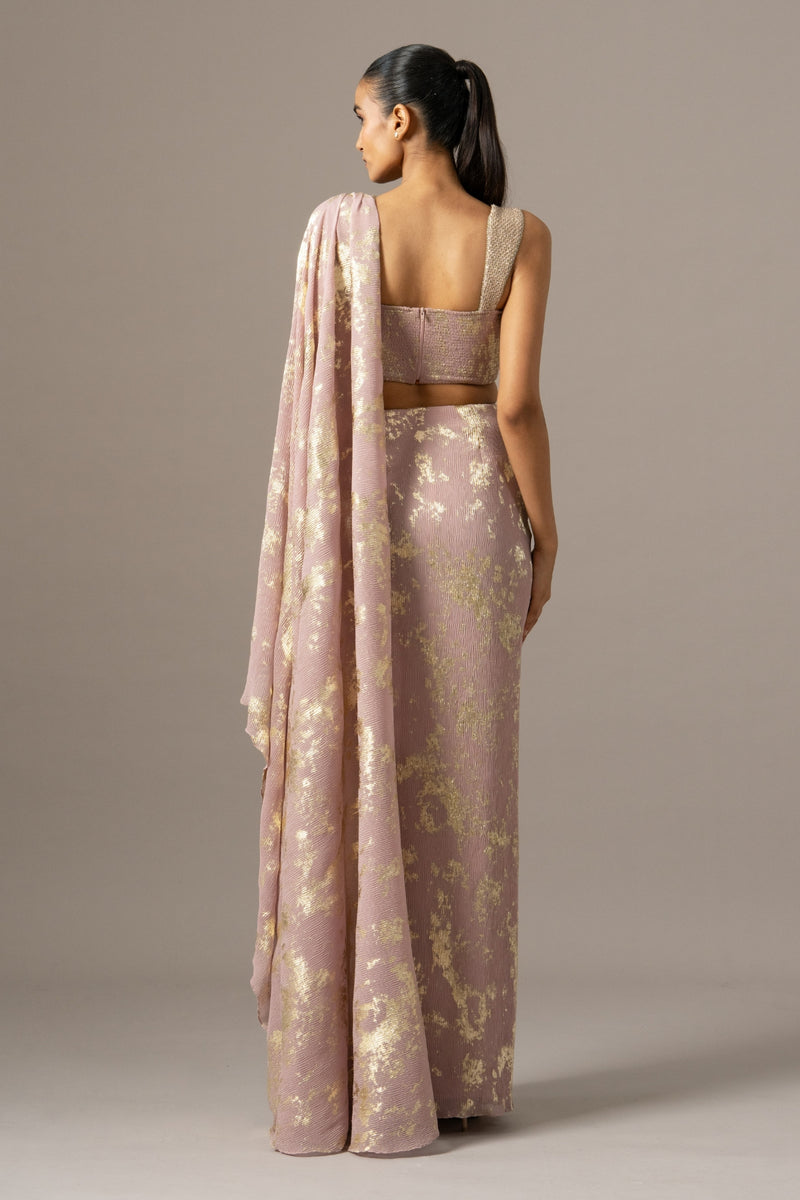 Diamond Dust Blouse With Draped Saree