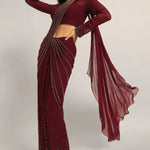 SILVER DUST EMBELISHED DRAPE SAREE Namrata Joshipura Online