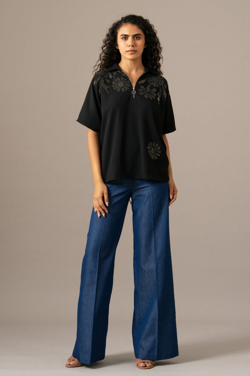 Grace Backtie Zipper Top