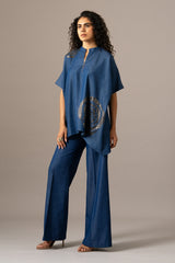 Rosette Zipper Handkerchief Tunic