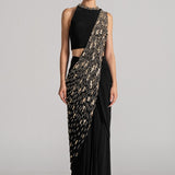 COSMIC DUST DRAPED SAREE WITH HALTER NECK BLOUSE