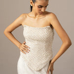 Pearl Drops Corset With Trail Skirt Set Namrata Joshipura Online