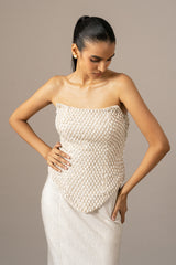 Pearl Drops Corset With Trail Skirt Set