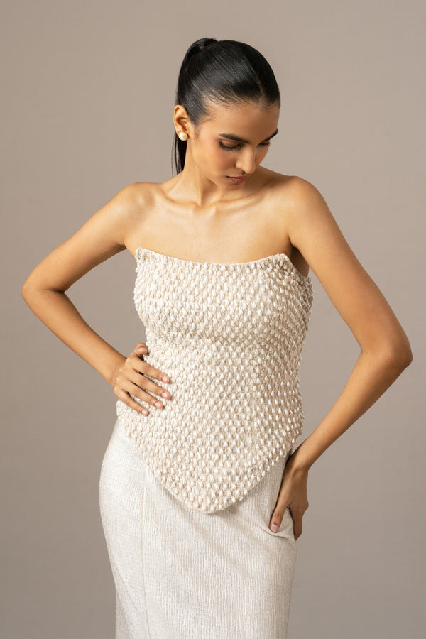 Pearl Drops Corset With Trail Skirt Set