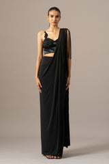 Dazzle Fringes Saree With Embroidered Blouse