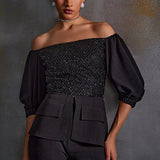 Midnight Off Shoulder Pant Set Namrata Joshipura