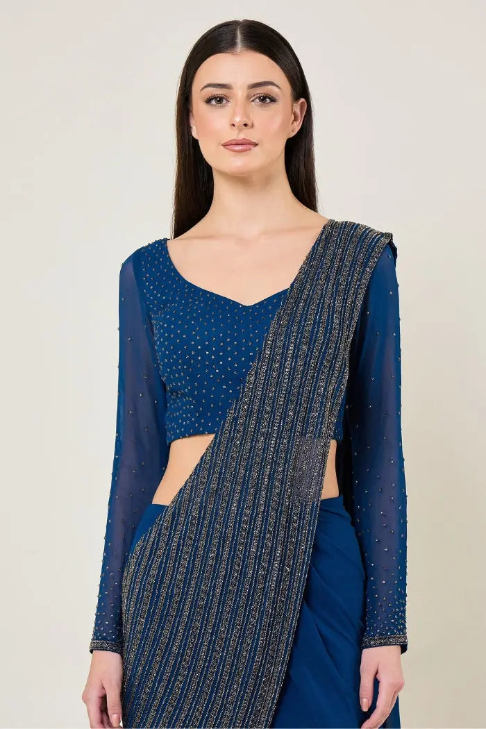 Trackline Saree With Emrmaid Drape Namrata Joshipura Online
