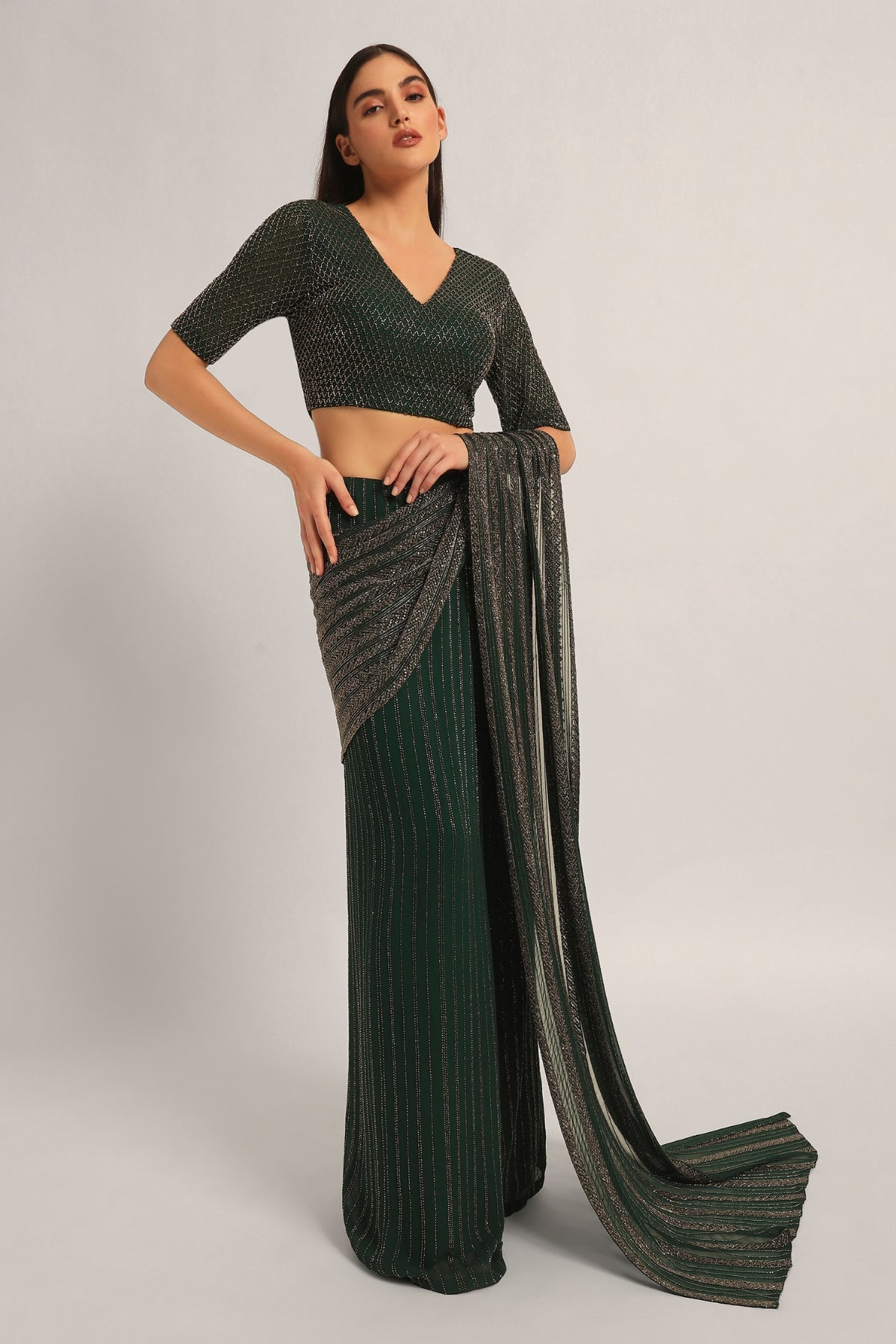 TRACKLINE DRAPED SAREE WITH BLOUSE Namrata Joshipura Online