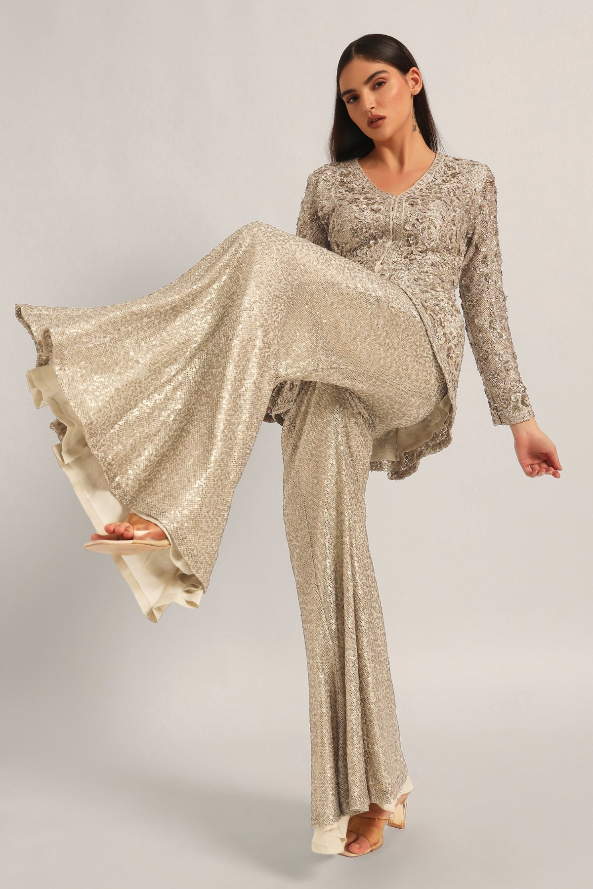 AMARA LONG PEPLUM WITH SHARARA Namrata Joshipura Online