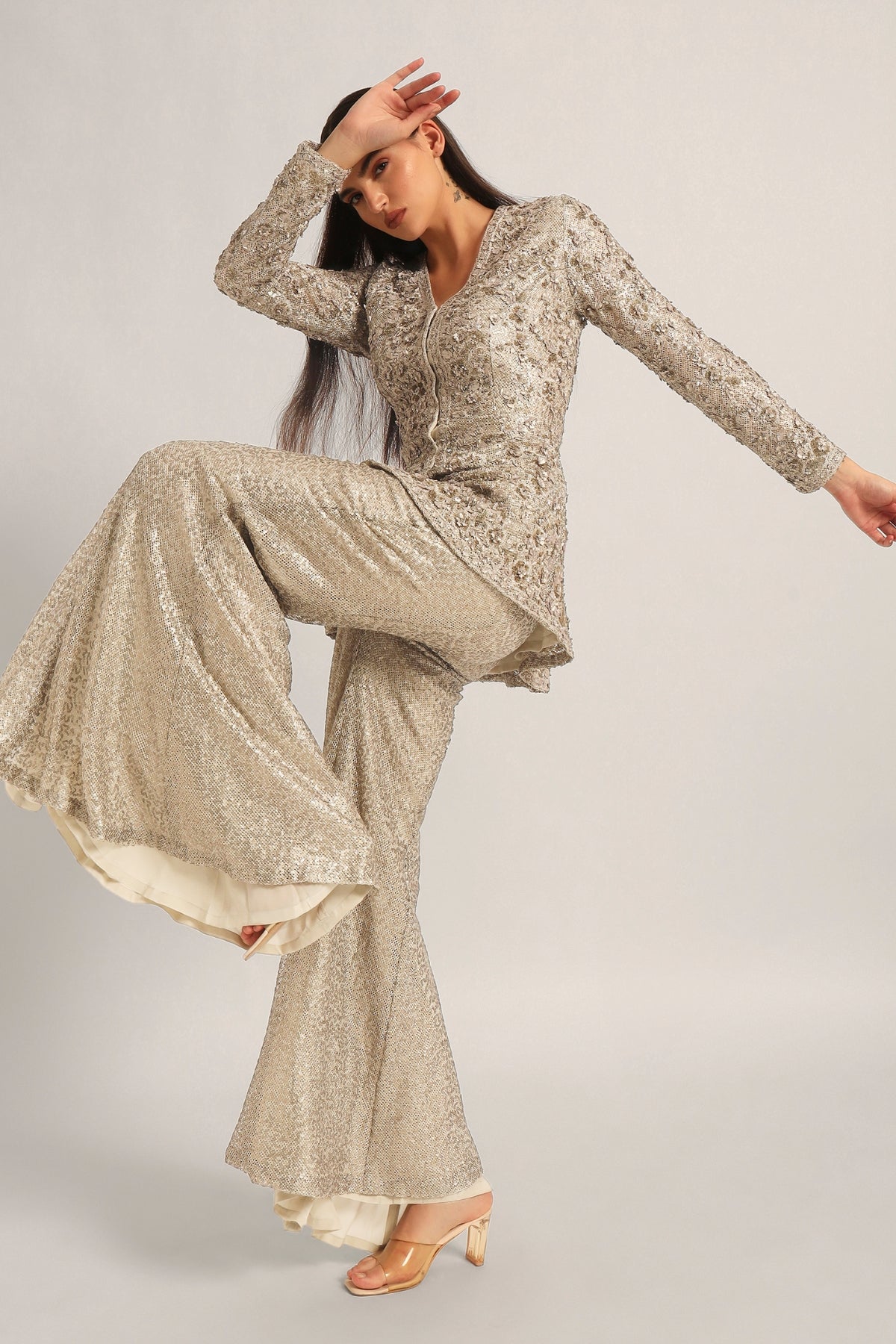 AMARA LONG PEPLUM WITH SHARARA Namrata Joshipura Online