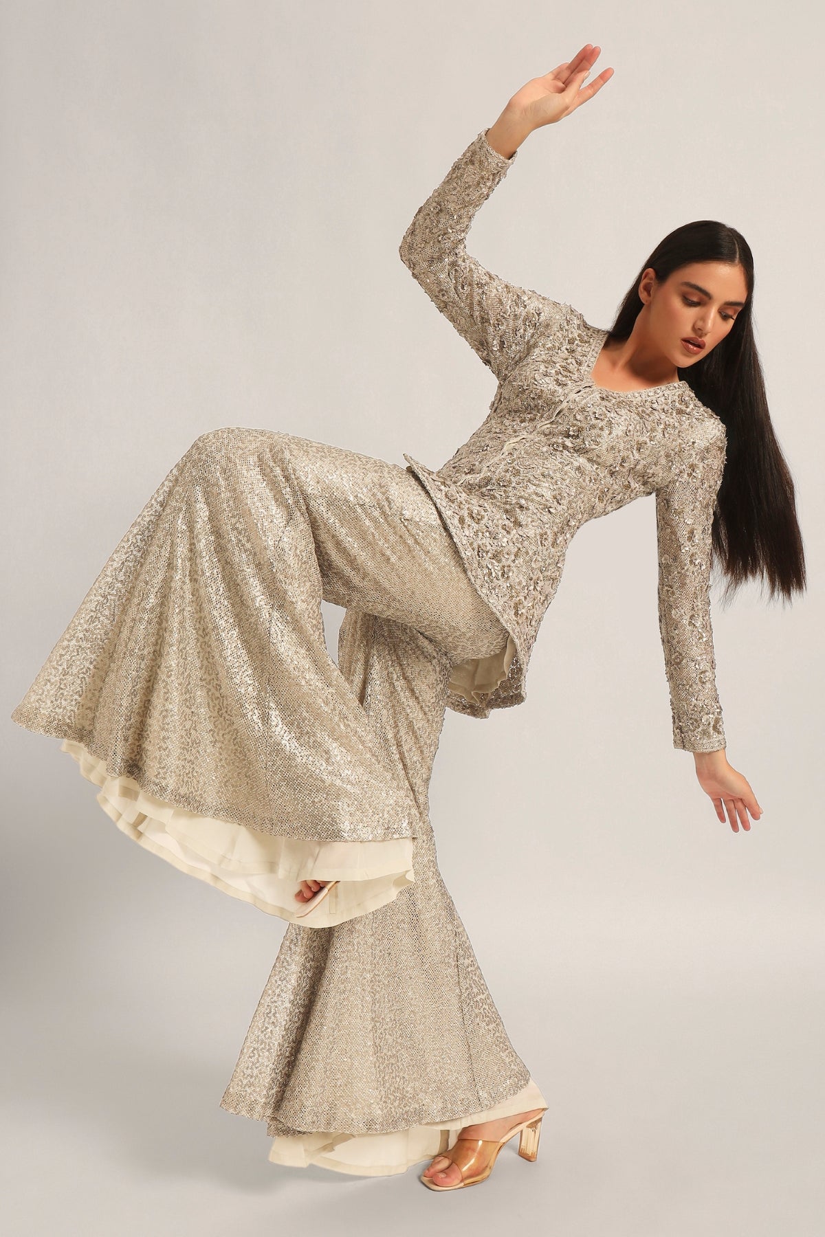 AMARA LONG PEPLUM WITH SHARARA Namrata Joshipura Online