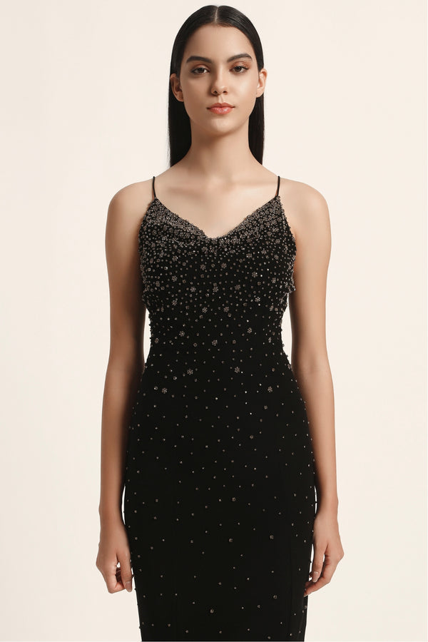 Silver Dust Cowl Neck Gown