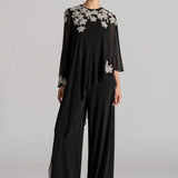 FLORAL CLUSTER CAPE JUMPSUIT