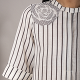 ROSETTE STRIPED DRESS