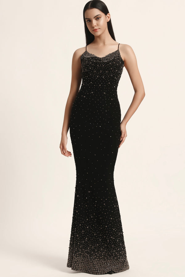 Silver Dust Cowl Neck Gown