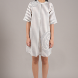ROSETTE STRIPED DRESS