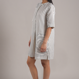 ROSETTE STRIPED DRESS