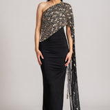 COSMIC DUST SEQUIN DRAPED GOWN