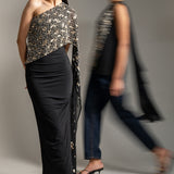 COSMIC DUST SEQUIN DRAPED GOWN