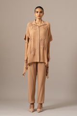 Palm Leaf Front Open Handkerchief Tunic
