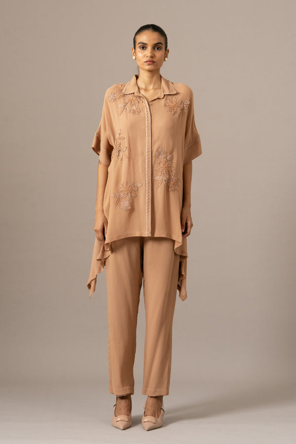 Palm Leaf Front Open Handkerchief Tunic