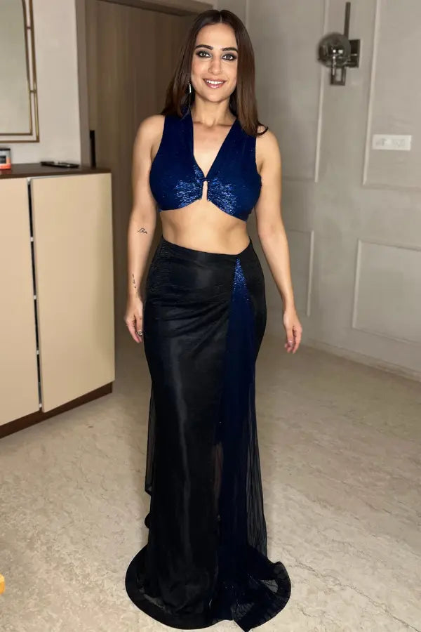 Kusha Kapila in Streaks Drape Saree Namrata Joshipura Online (Celebrity Muses)