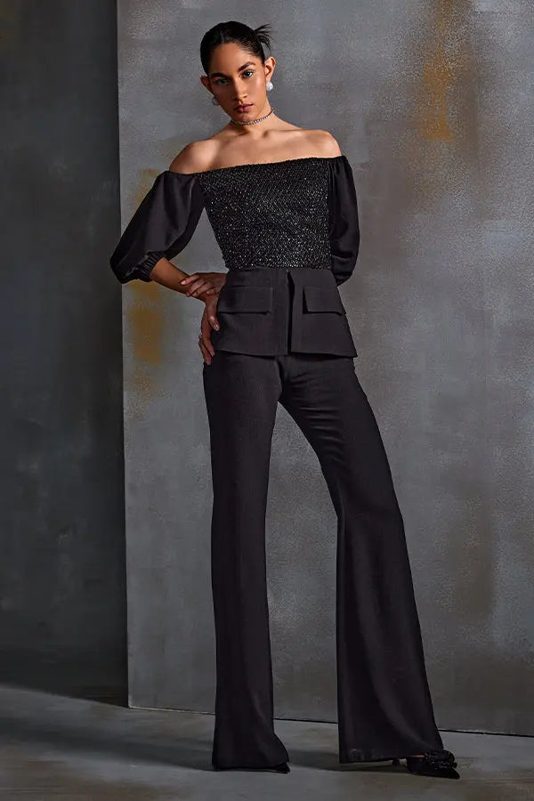 Midnight Off Shoulder Pant Set Namrata Joshipura