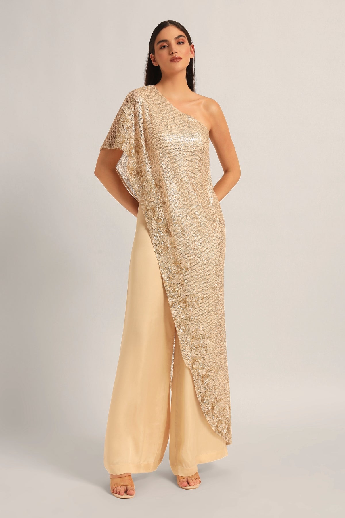 AMARA ONE SHOULDER MESH JUMPSUIT Namrata Joshipura Online