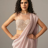 Iris Crusted Blouse With Shimmer Saree Namrata Joshipura Online