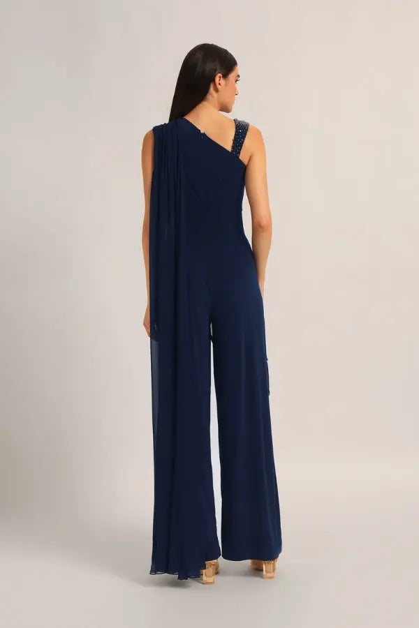 Silver Dust Front Drape Jumpsuit Namrata Joshipura Online